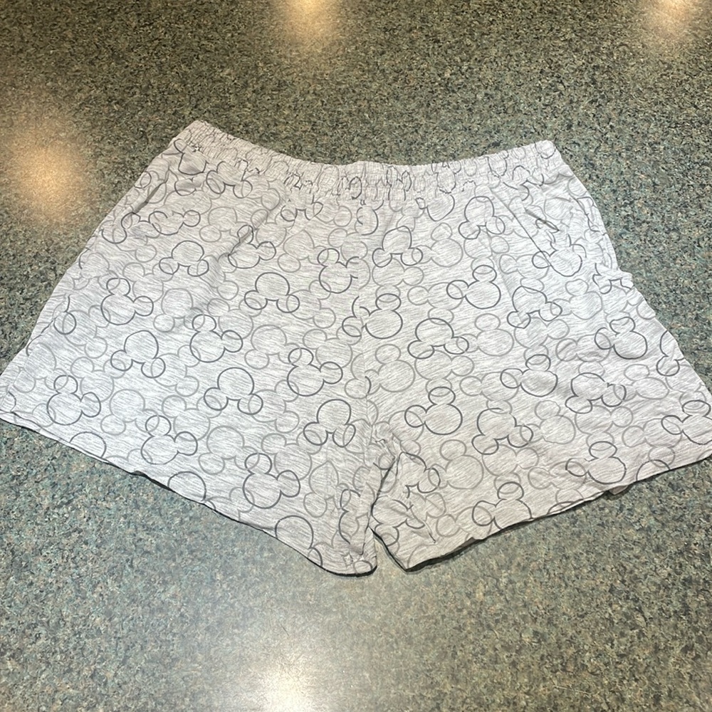 Disney size medium elastic waist sleep shorts Mickey outlines grey and white